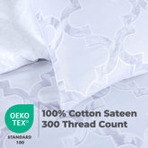 100% Cotton Sateen Printed Duvet Cover Set - 300 Thread Count Luxury Bedding - Ultra Soft & Breathable - 18496